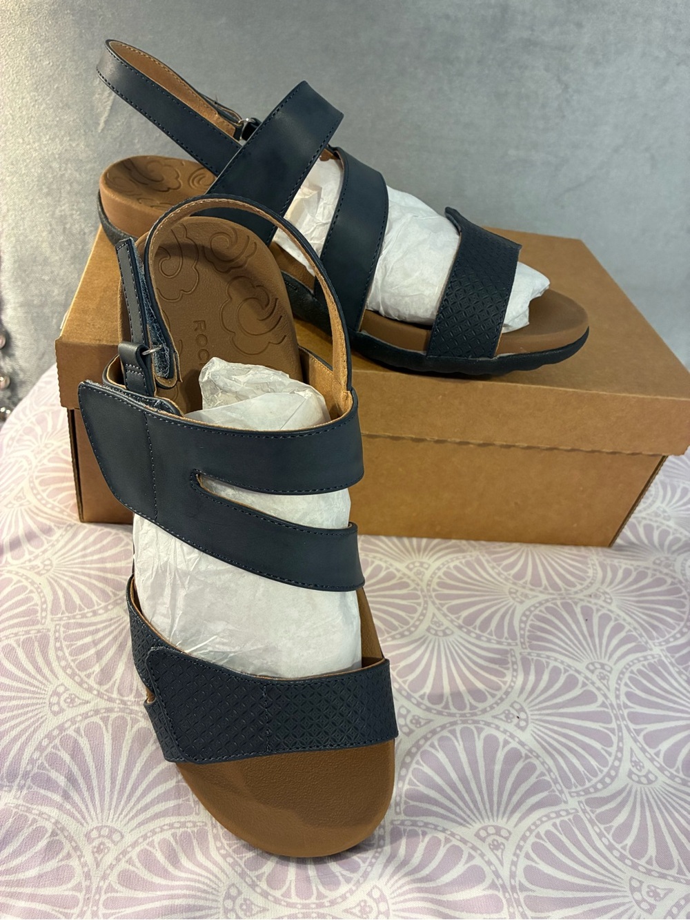 Rockport Women’s Navy Blue Strappy Slingback Sandals